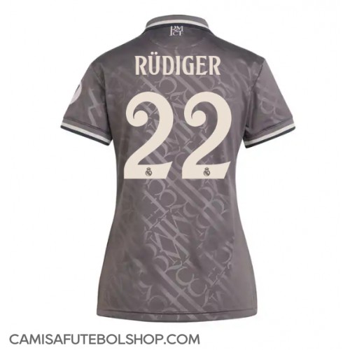 Camisa de time de futebol Real Madrid Antonio Rudiger #22 Replicas 3º Equipamento Feminina 2024-25 Manga Curta